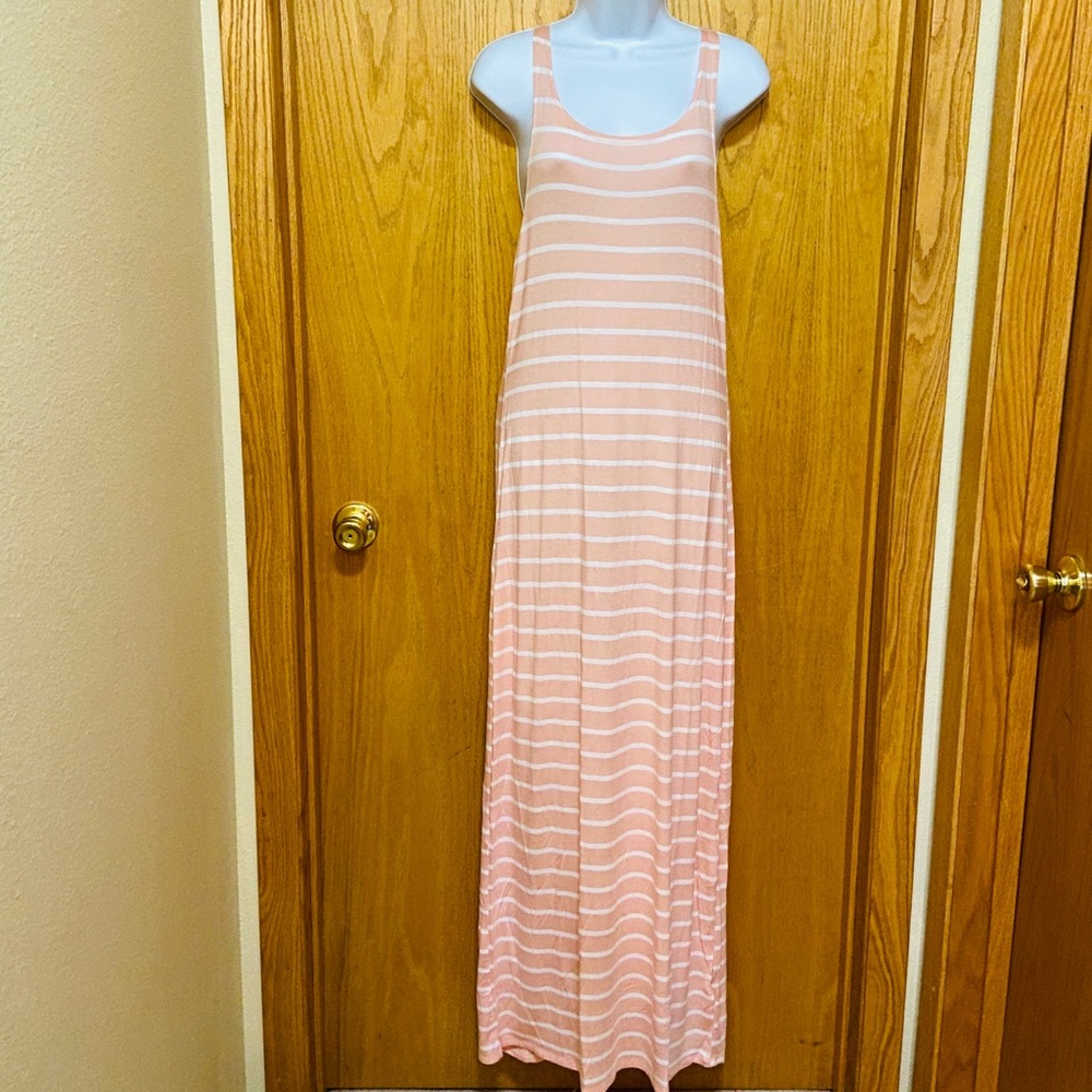 Pink & White striped maxi dress